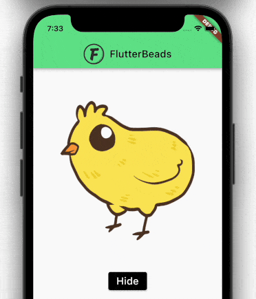 show hide widget in flutter using visibility widget while maintaining the size