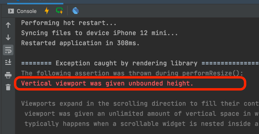 vertical viewport was given unbounded height.